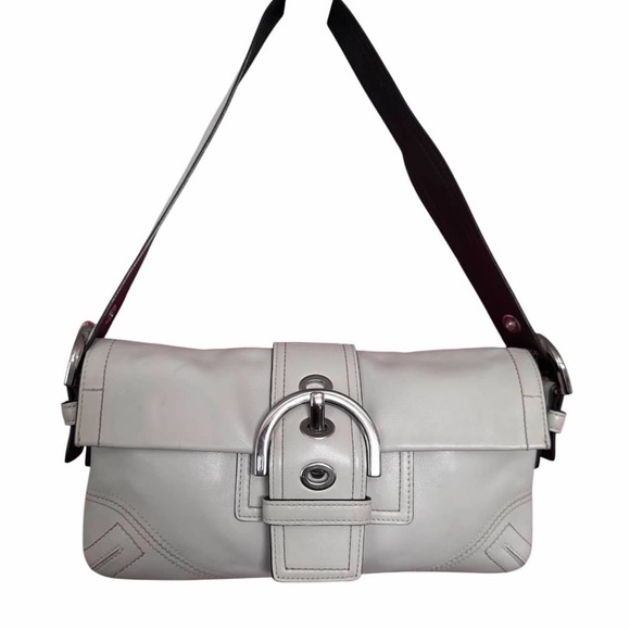 Coach Elegant Off White Leather Shoulder Bag Soho Authentic - Picture 4 of 17
